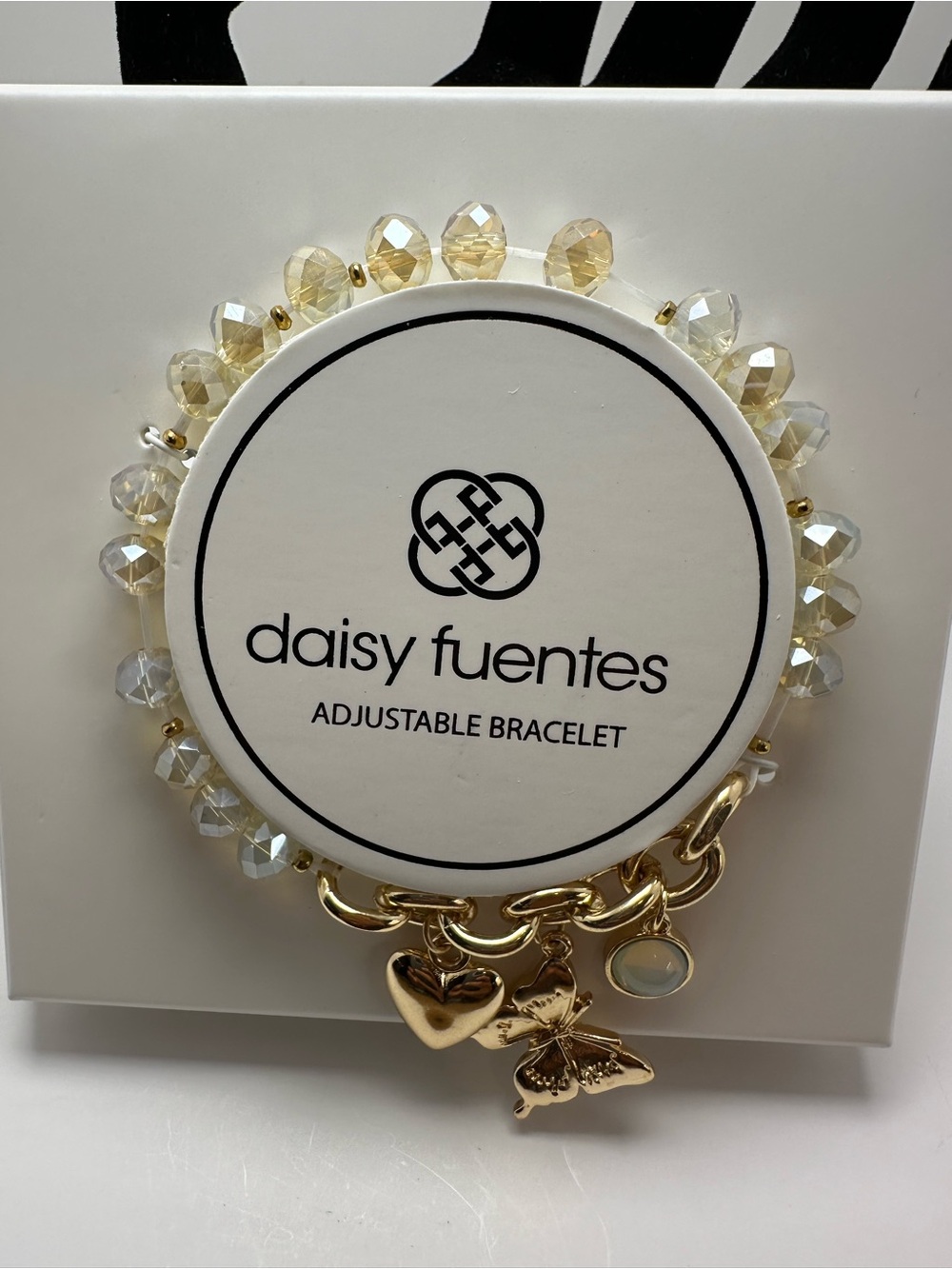 Daisy Fuentes Gold Charm Bracelet with Champagne Beads